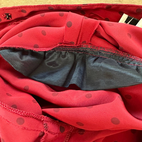 SOLD Vintage 70s 80s Albert Nipon Midi Shirt Dress Red polkadot pleated small - Picture 12 of 16